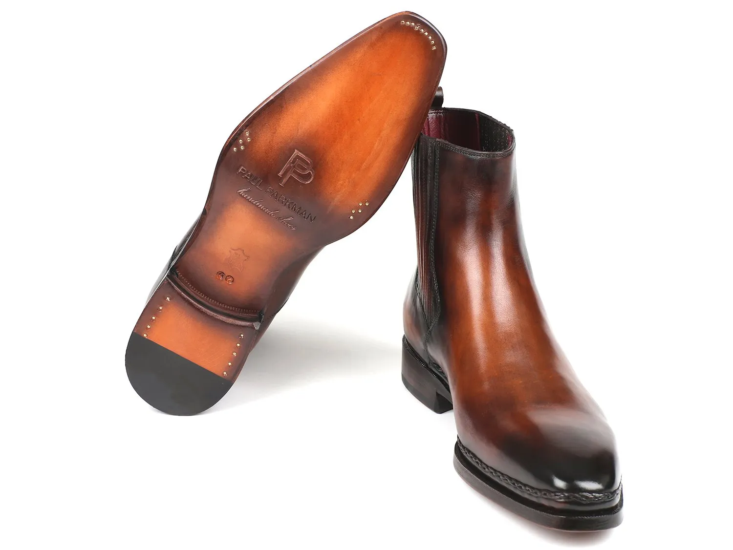 Paul Parkman Chaussures Bottes Chelsea en Cuir pour Hommes Paul Parkman Marron Brillant