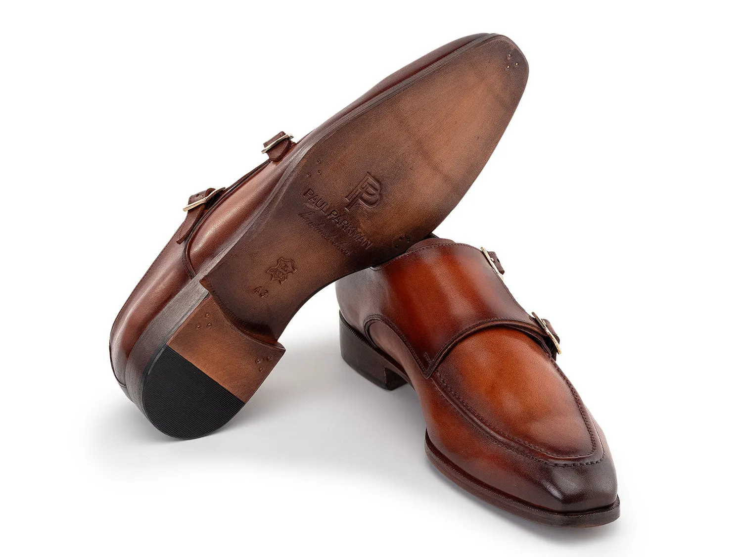 Paul Parkman Chaussures Paul Parkman Chaussures Homme à Double Boucle en Cuir Marron