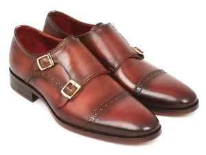 Paul Parkman Shoes Paul Parkman Men's Leather Double Monkstraps in Camel & Light Brown