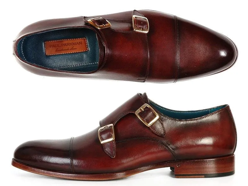Paul Parkman Chaussures Paul Parkman Double Monkstraps en Cuir pour Hommes en Marron Foncé