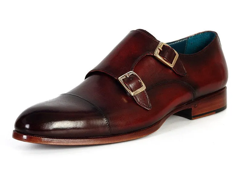 Paul Parkman Chaussures Paul Parkman Double Monkstraps en Cuir pour Hommes en Marron Foncé