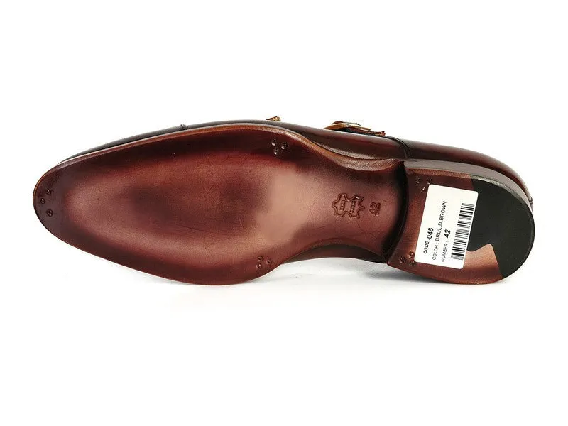Paul Parkman Chaussures Paul Parkman Double Monkstraps en Cuir pour Hommes en Marron Foncé