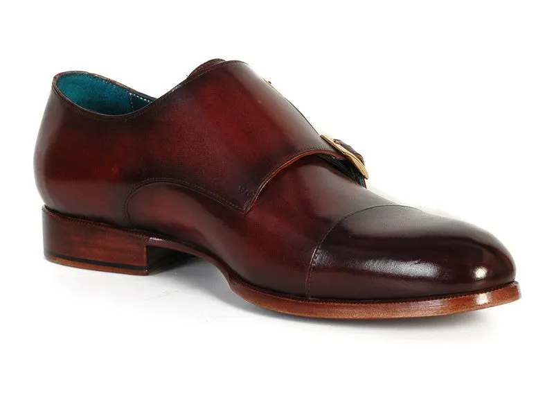 Paul Parkman Chaussures Paul Parkman Double Monkstraps en Cuir pour Hommes en Marron Foncé