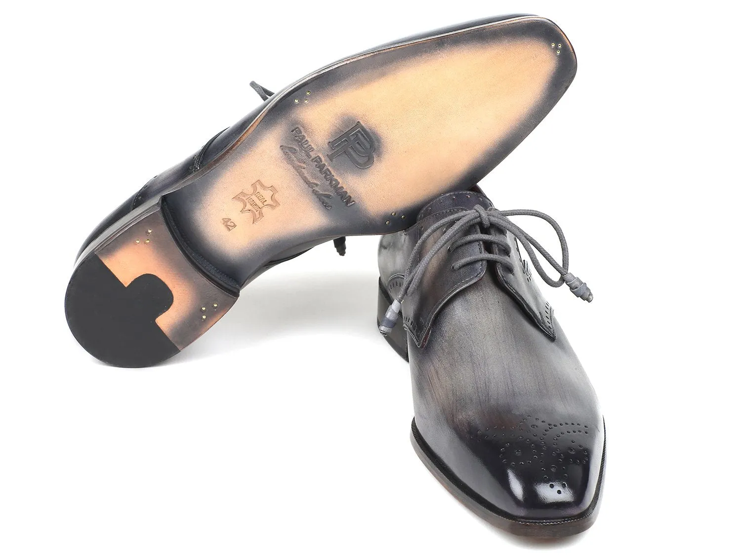 Paul Parkman Chaussures Paul Parkman Derby Homme à Bout Médaille en Gris