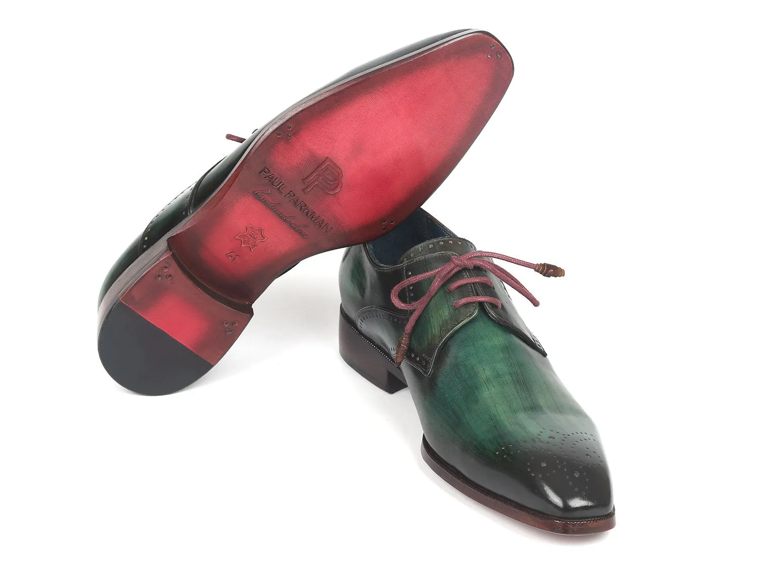 Paul Parkman Chaussures Paul Parkman Derby Homme à Bout Médaille en Vert