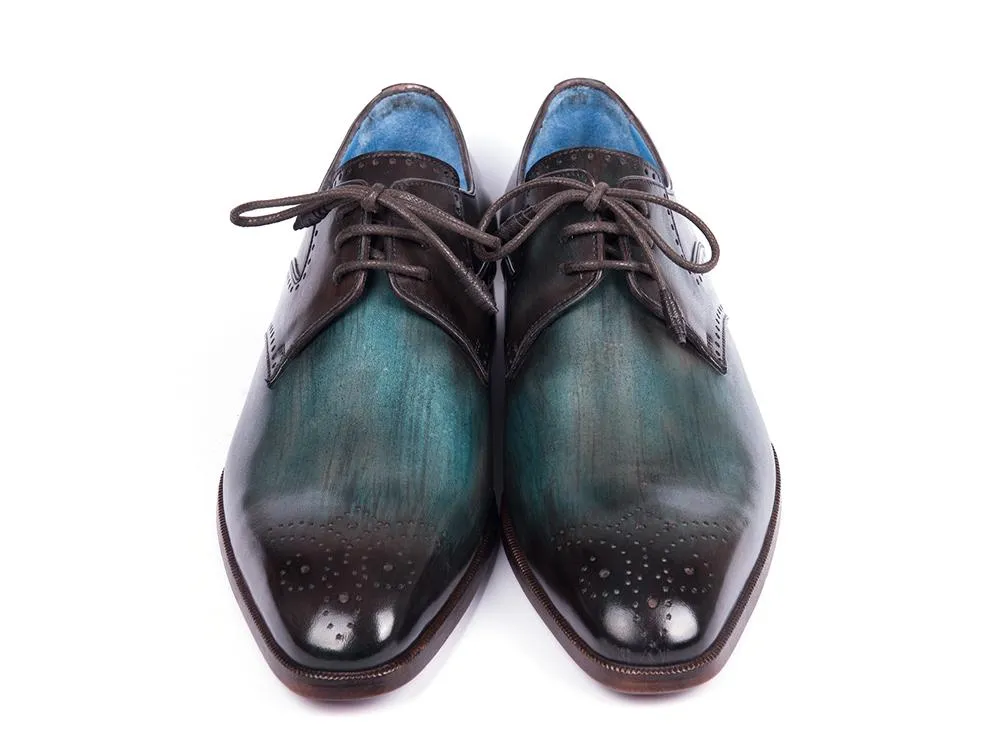 Paul Parkman Chaussures Paul Parkman Derby Homme à Bout Médaille en Turquoise et Marron