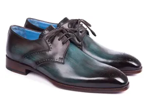 Paul Parkman Shoes Paul Parkman Men's Medallion Toe Derby Shoes in Turquoise & Brown
