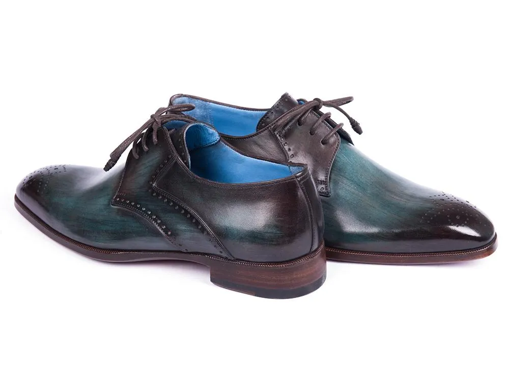 Paul Parkman Chaussures Paul Parkman Derby Homme à Bout Médaille en Turquoise et Marron