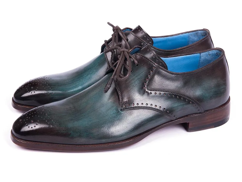 Paul Parkman Chaussures Paul Parkman Derby Homme à Bout Médaille en Turquoise et Marron