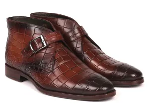 Paul Parkman Shoes Paul Parkman Men's Single Monk Strap Ankle Boots in Brown