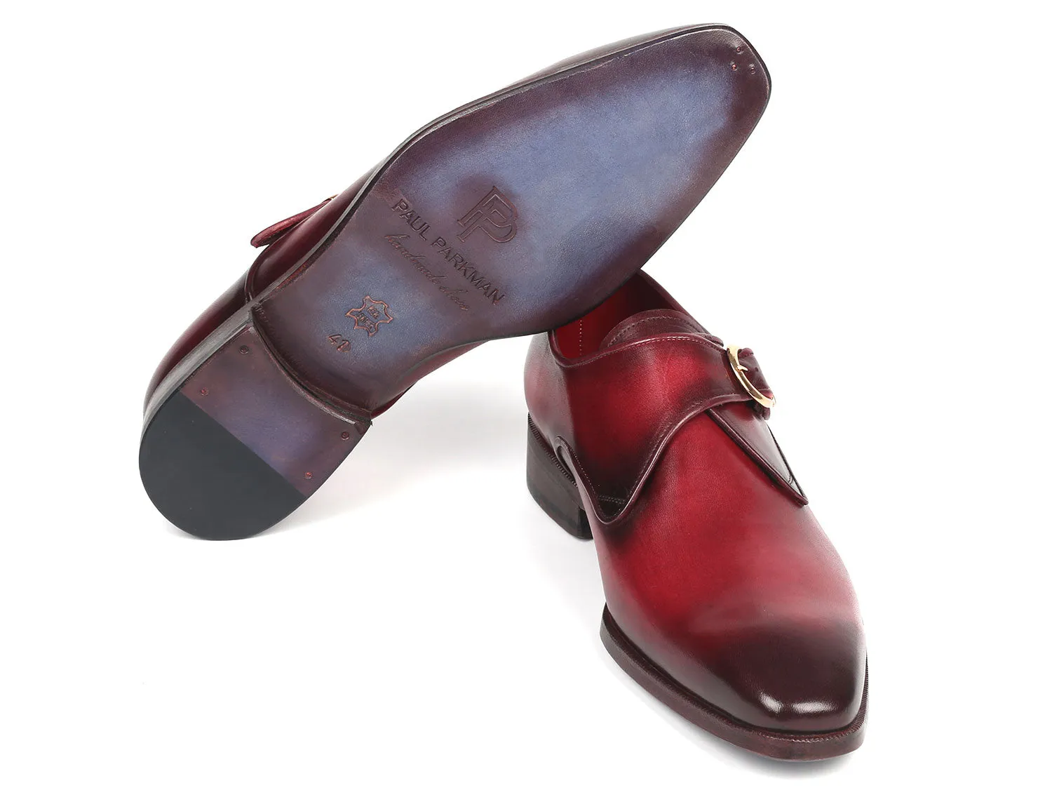 Paul Parkman Chaussures Paul Parkman Chaussures de ville en cuir à bride unique pour hommes en bordeaux