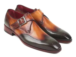 Paul Parkman Shoes Paul Parkman Men's Single Monkstraps in Green & Camel