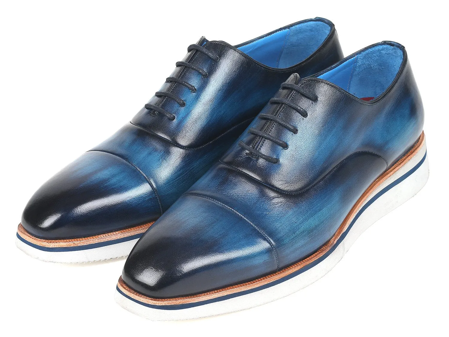 Paul Parkman Chaussures Paul Parkman Oxfords en cuir décontracté élégant pour hommes en bleu