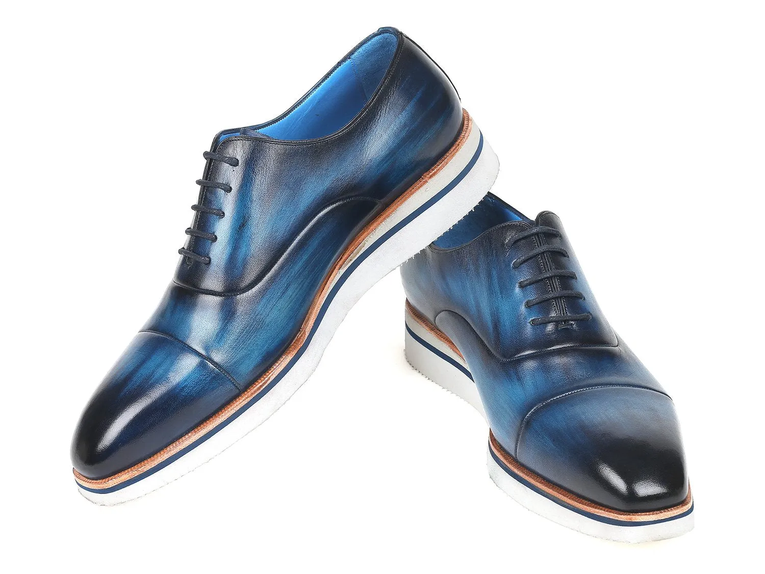 Paul Parkman Chaussures Paul Parkman Oxfords en cuir décontracté élégant pour hommes en bleu