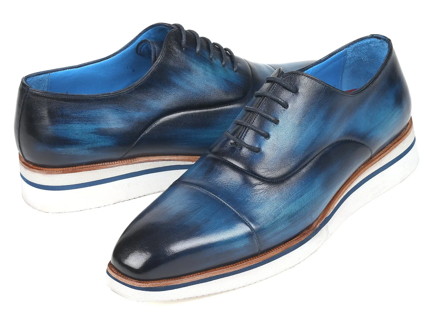 Paul Parkman Chaussures Paul Parkman Oxfords en cuir décontracté élégant pour hommes en bleu
