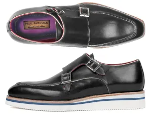 Paul Parkman Shoes Paul Parkman Men's Smart Casual Monkstrap Leather Shoes in Black