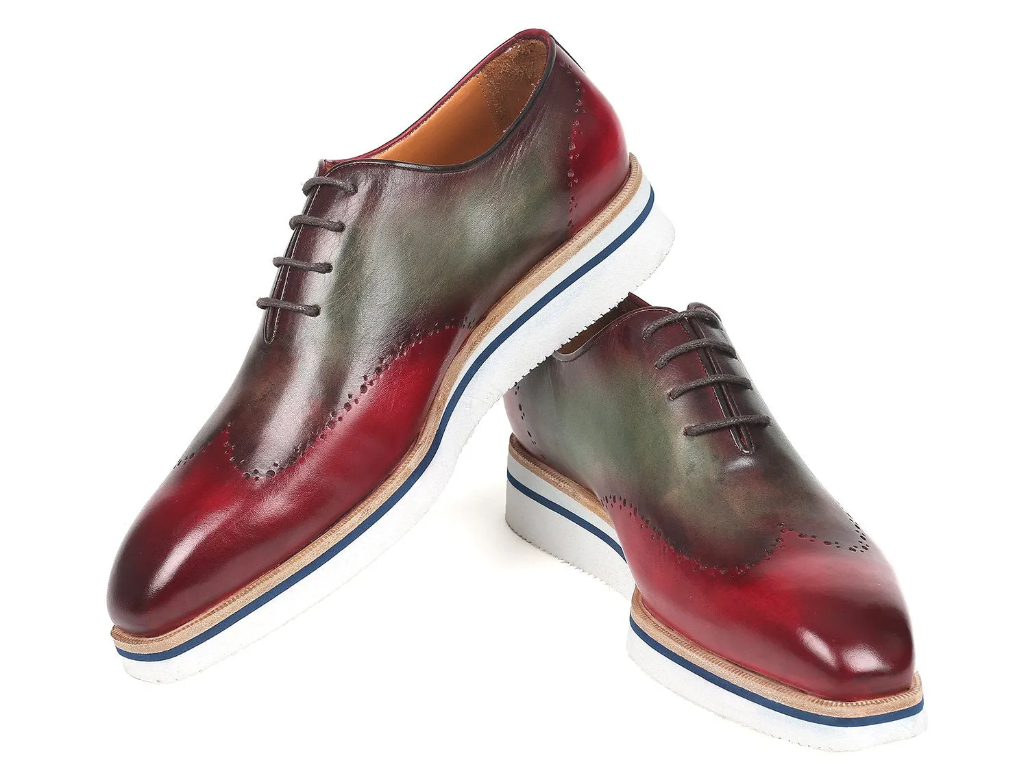 Paul Parkman Chaussures Paul Parkman Richelieu élégant décontracté pour homme en bordeaux et vert