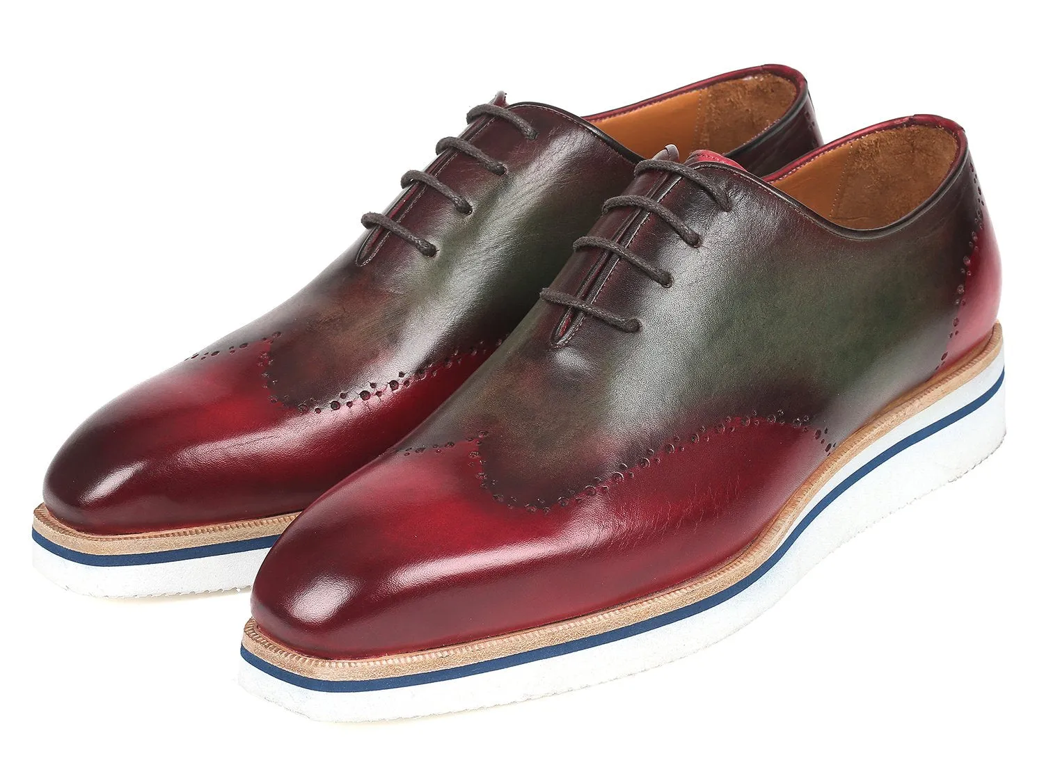 Paul Parkman Chaussures Paul Parkman Richelieu élégant décontracté pour homme en bordeaux et vert