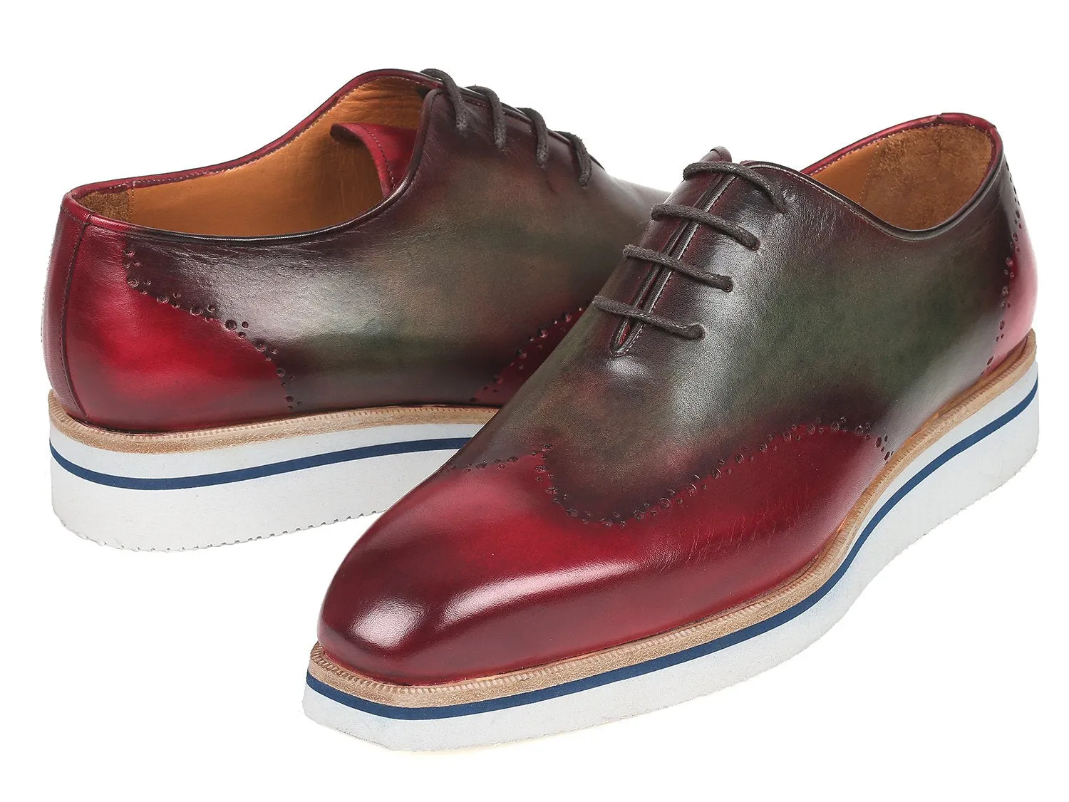 Paul Parkman Chaussures Paul Parkman Richelieu élégant décontracté pour homme en bordeaux et vert