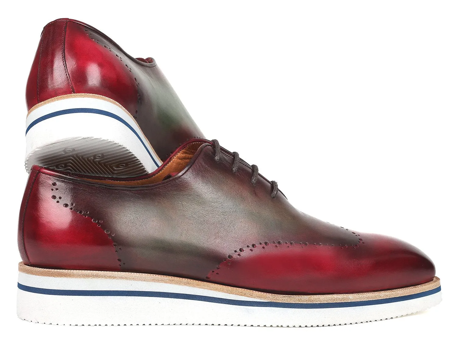 Paul Parkman Chaussures Paul Parkman Richelieu élégant décontracté pour homme en bordeaux et vert