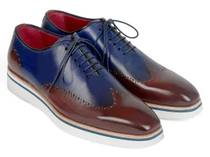 Paul Parkman Shoes Paul Parkman Men's Smart Casual Wingtip Oxfords in Brown & Blue