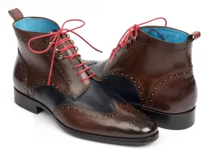 Paul Parkman Shoes Paul Parkman Men's Wingtip Ankle Boots in Brown & Blue