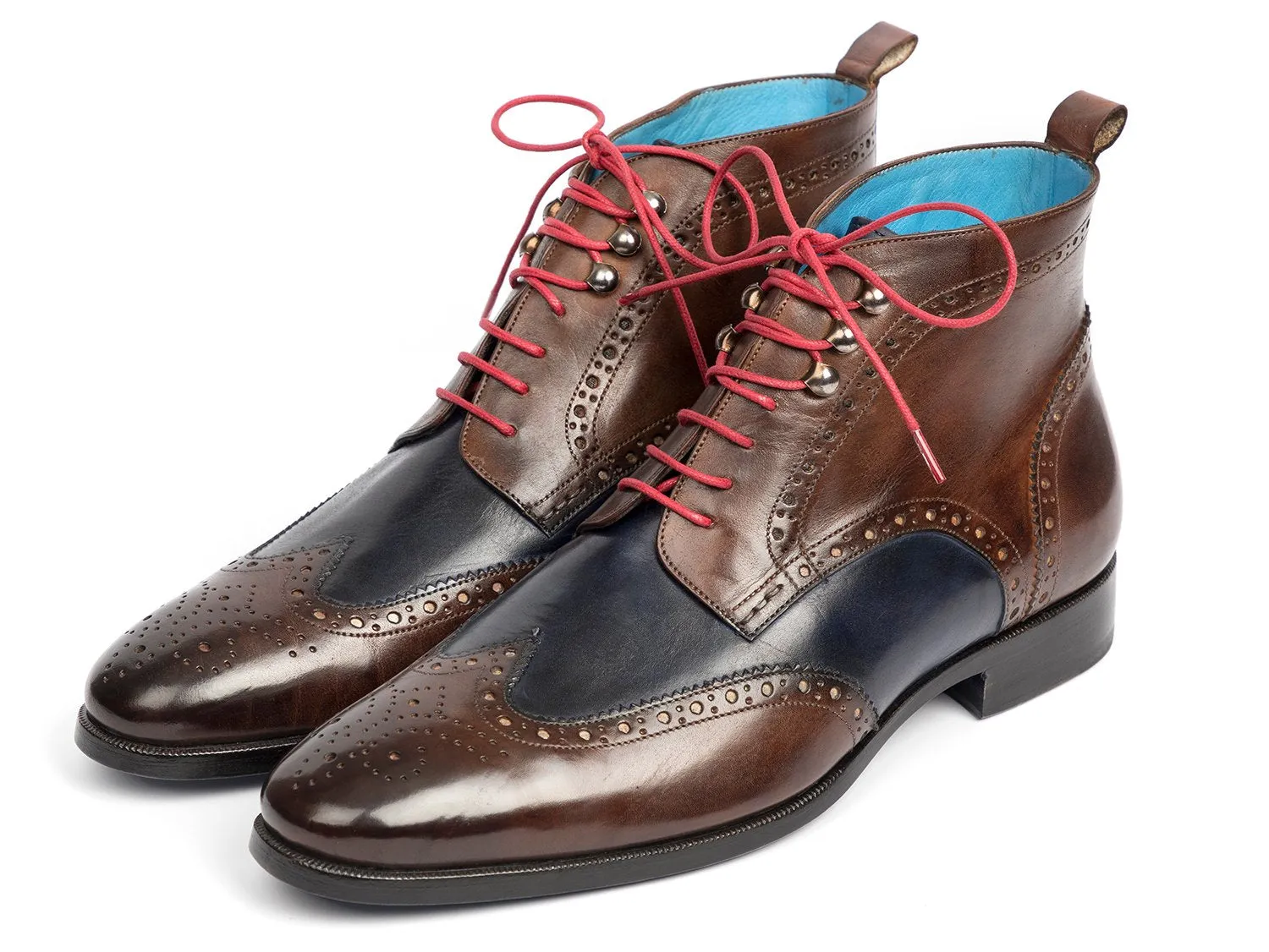 Paul Parkman Chaussures Bottines à Bout Rond pour Hommes Paul Parkman en Marron et Bleu
