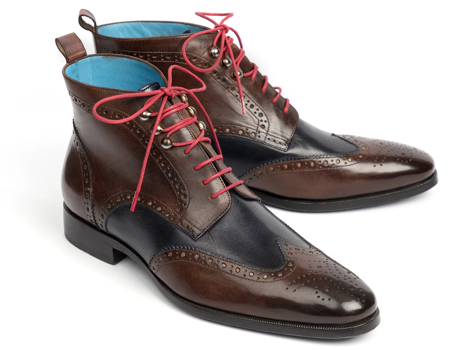 Paul Parkman Chaussures Bottines à Bout Rond pour Hommes Paul Parkman en Marron et Bleu