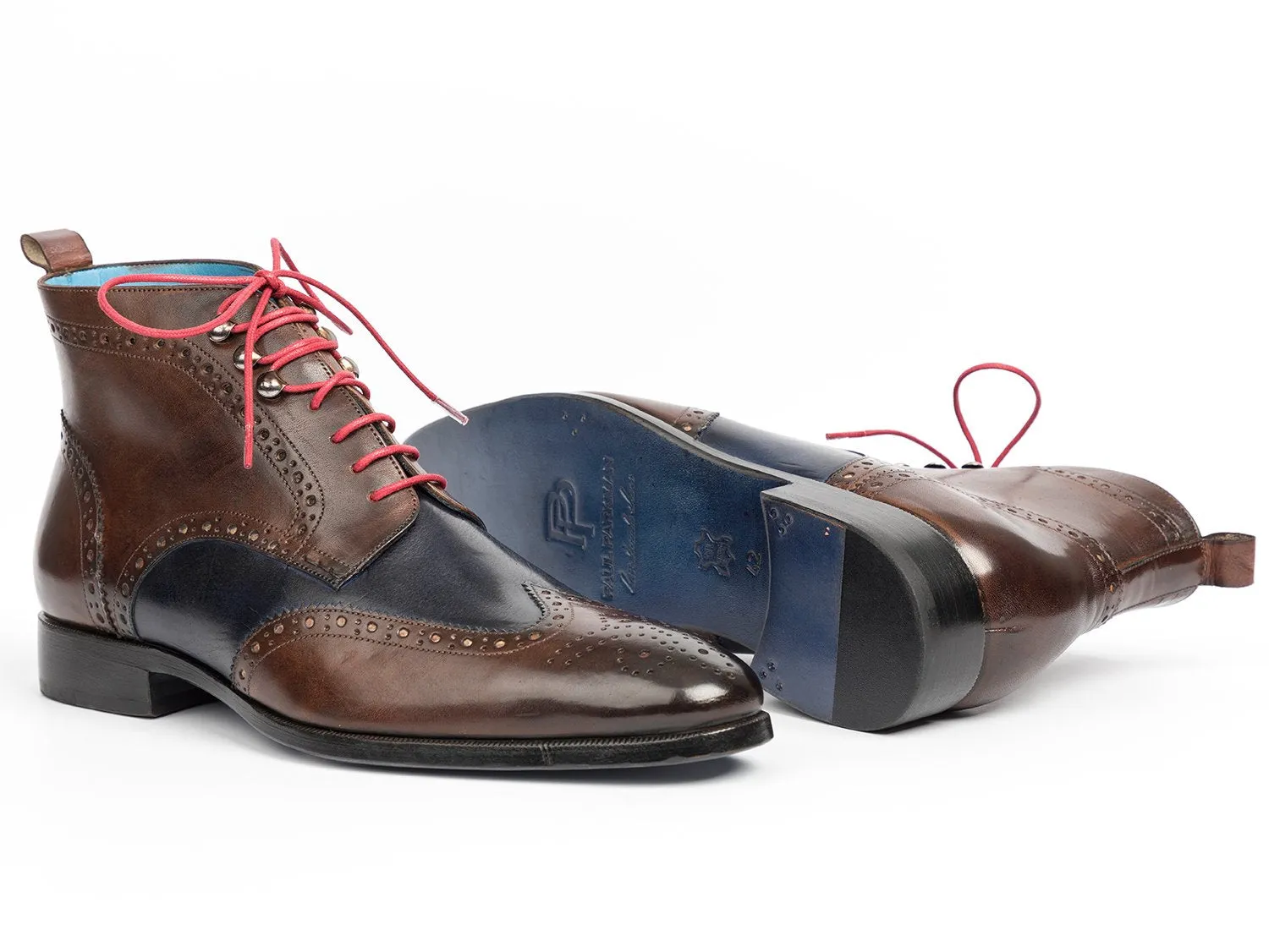 Paul Parkman Chaussures Bottines à Bout Rond pour Hommes Paul Parkman en Marron et Bleu