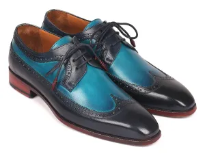 Paul Parkman Shoes Paul Parkman Men's Wingtip Derby Shoes in Blue Dual Tone