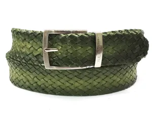 Paul Parkman Shoes Paul Parkman Men's Woven Leather Belt in Green