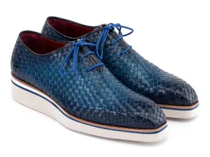 Paul Parkman Shoes Paul Parkman Men's Woven Leather Smart Casual Shoes in Blue