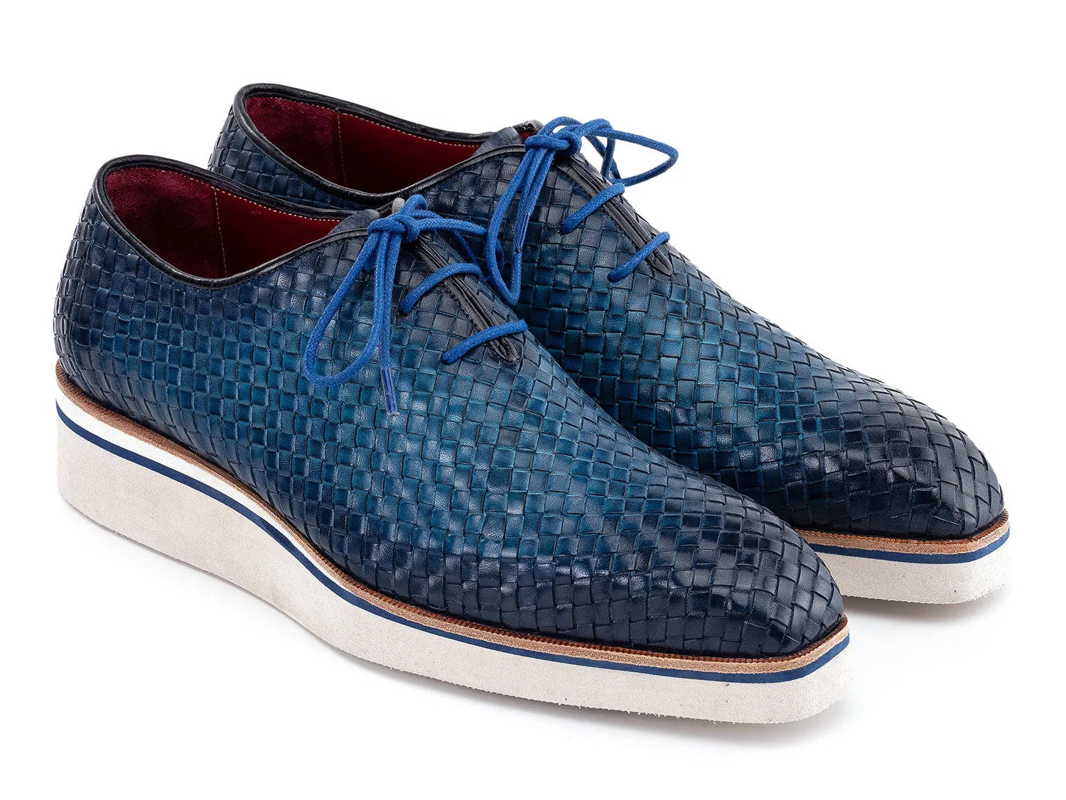 Paul Parkman Chaussures Paul Parkman Chaussures décontractées intelligentes en cuir tissé pour hommes en bleu