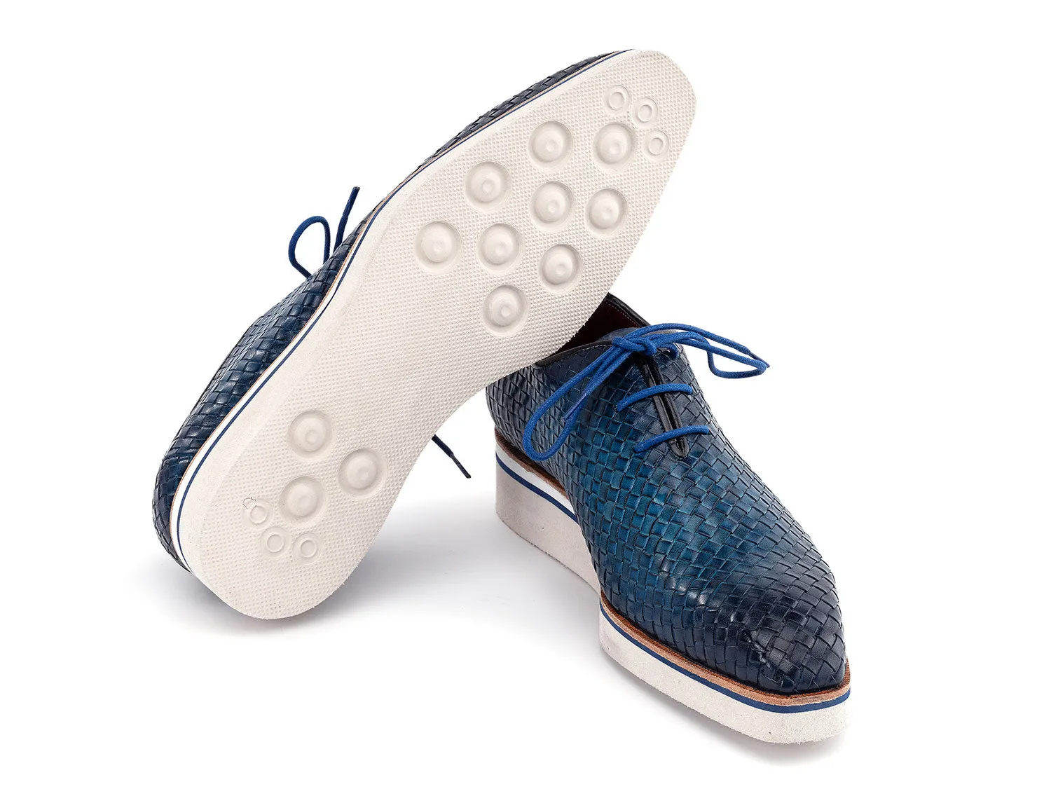 Paul Parkman Chaussures Paul Parkman Chaussures décontractées intelligentes en cuir tissé pour hommes en bleu