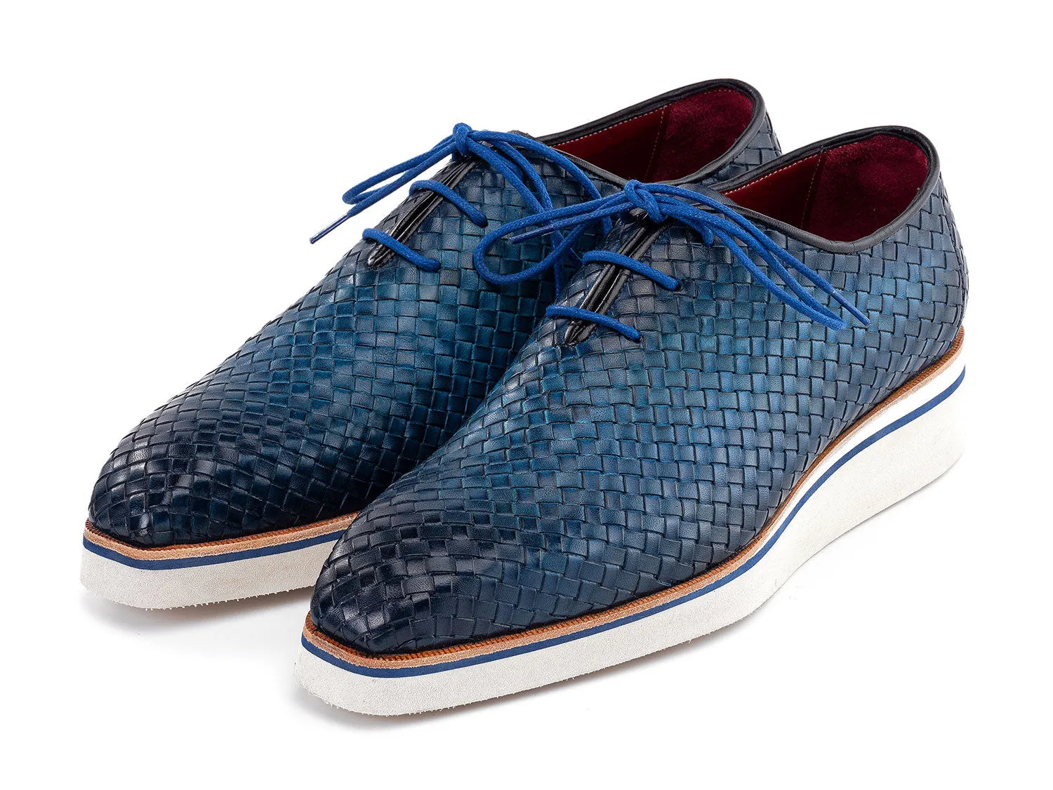 Paul Parkman Chaussures Paul Parkman Chaussures décontractées intelligentes en cuir tissé pour hommes en bleu