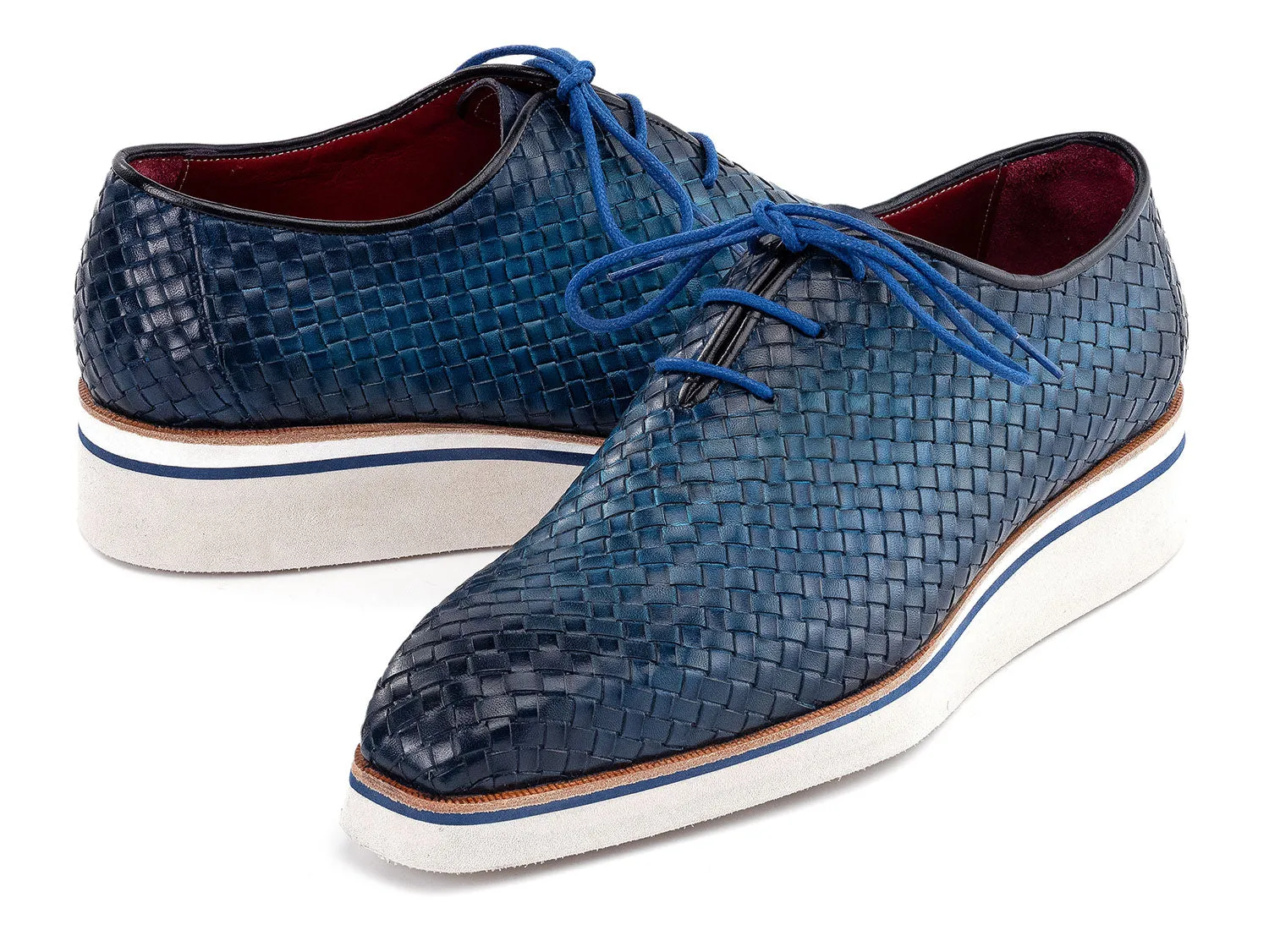Paul Parkman Chaussures Paul Parkman Chaussures décontractées intelligentes en cuir tissé pour hommes en bleu