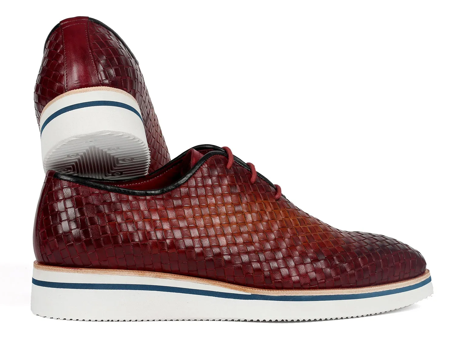 Paul Parkman Chaussures Paul Parkman Chaussures décontractées intelligentes en cuir tissé pour hommes en marron