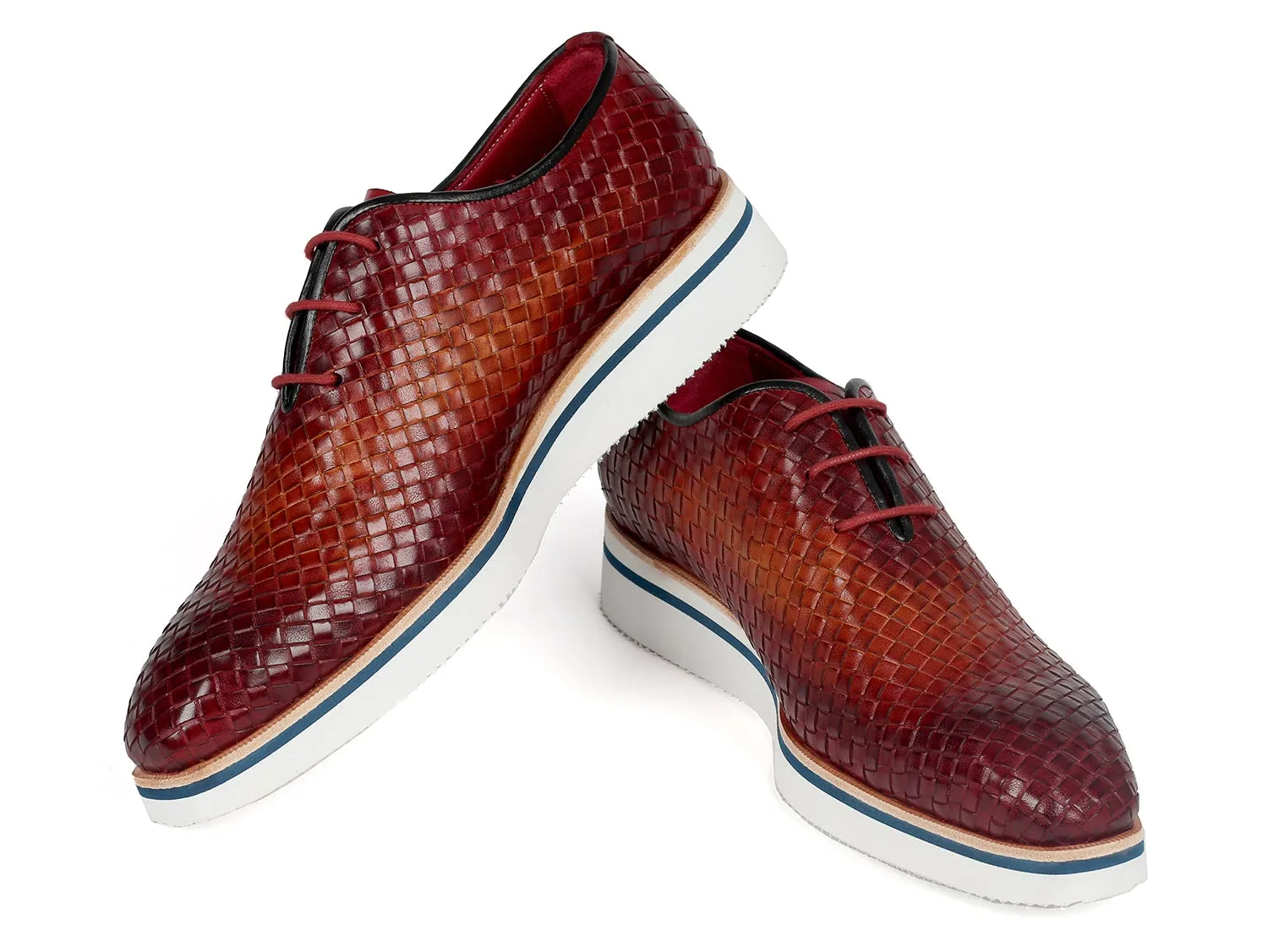 Paul Parkman Chaussures Paul Parkman Chaussures décontractées intelligentes en cuir tissé pour hommes en marron