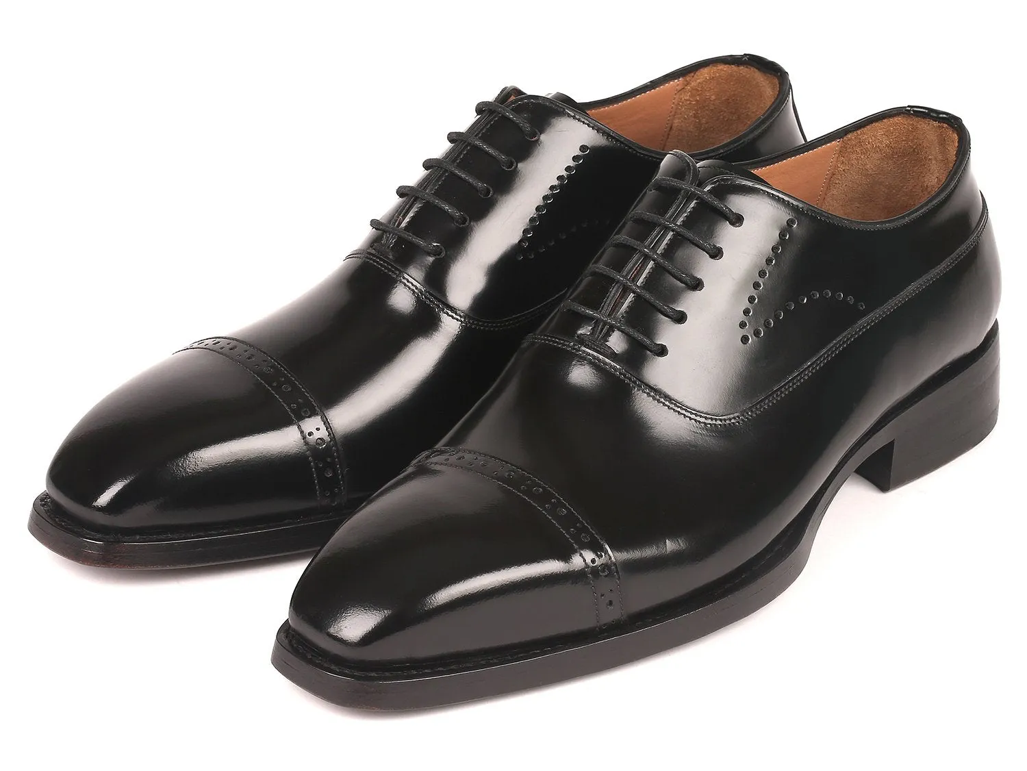 Paul Parkman Chaussures Paul Parkman Oxfords à bout capucine en cuir vernis Goodyear cousu en noir
