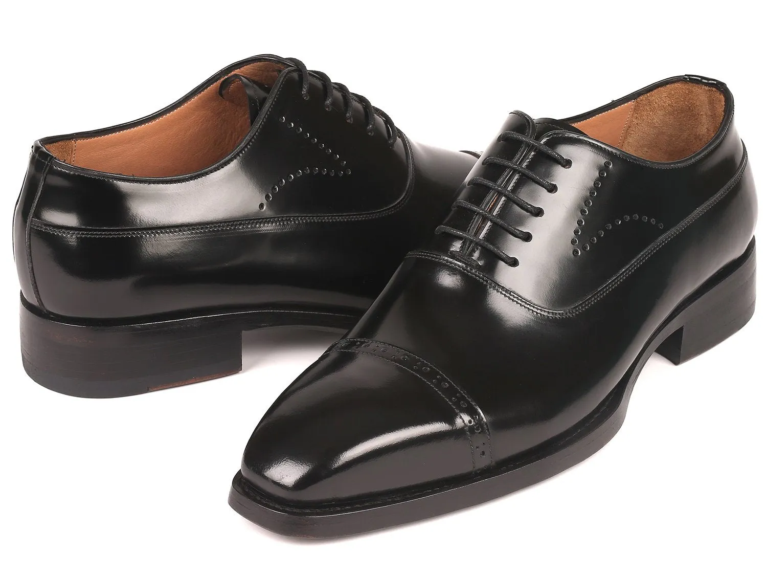 Paul Parkman Chaussures Paul Parkman Oxfords à bout capucine en cuir vernis Goodyear cousu en noir