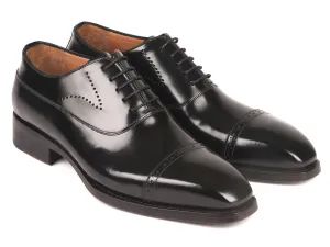 Paul Parkman Shoes Paul Parkman Polished Leather Goodyear Welted Cap Toe Oxfords in Black