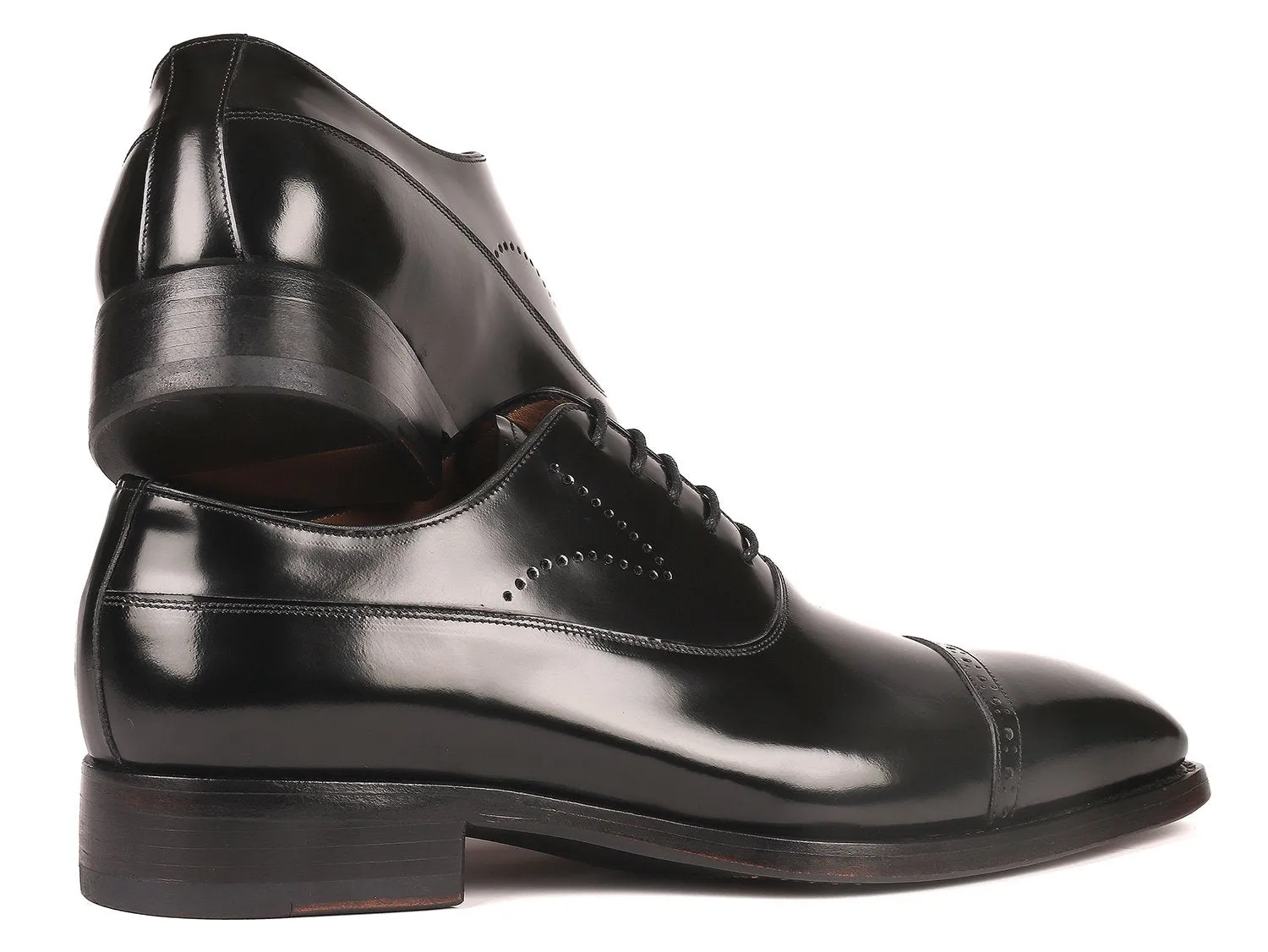 Paul Parkman Chaussures Paul Parkman Oxfords à bout capucine en cuir vernis Goodyear cousu en noir