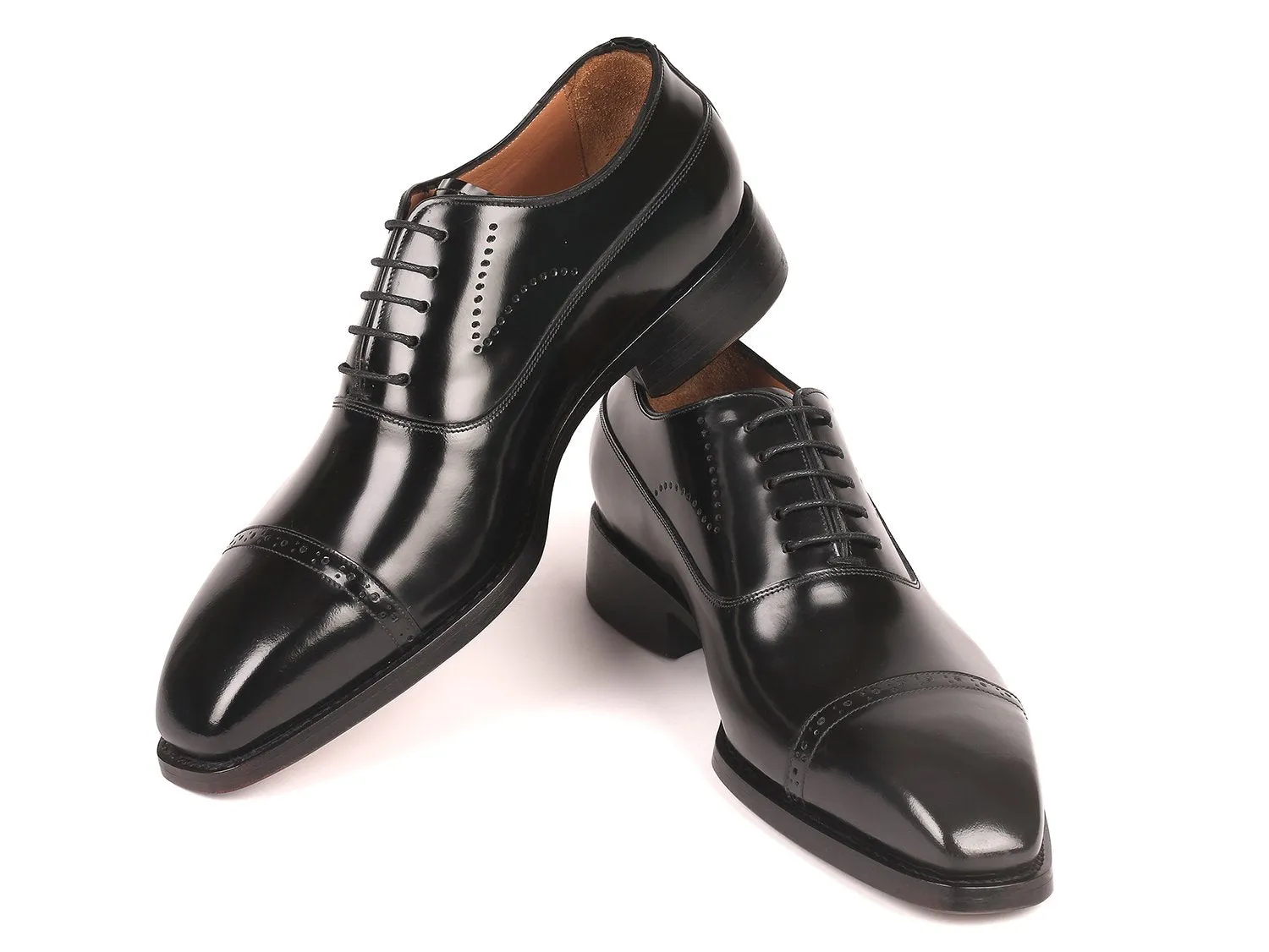 Paul Parkman Chaussures Paul Parkman Oxfords à bout capucine en cuir vernis Goodyear cousu en noir