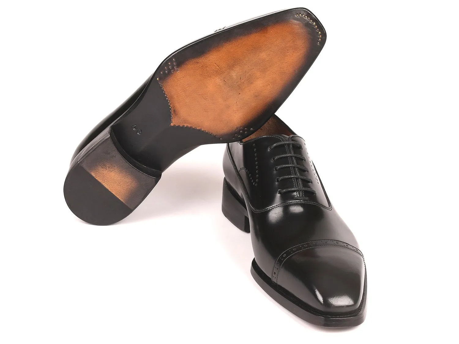 Paul Parkman Chaussures Paul Parkman Oxfords à bout capucine en cuir vernis Goodyear cousu en noir