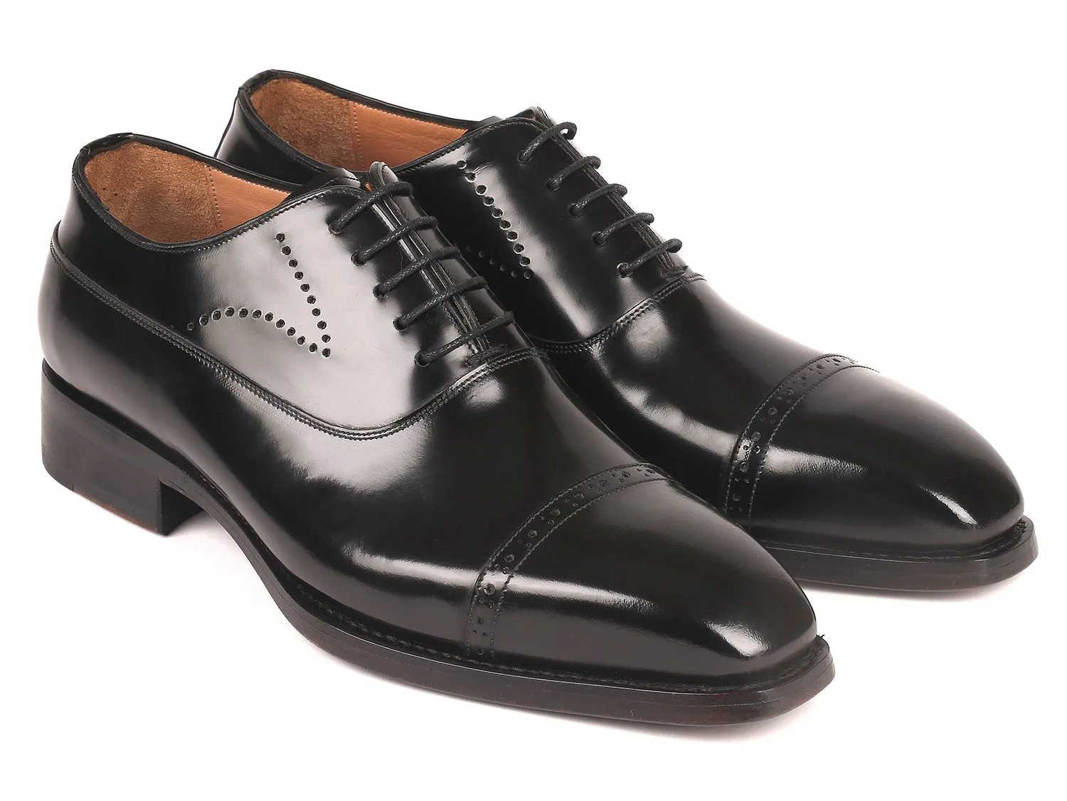 Paul Parkman Chaussures Paul Parkman Oxfords à bout capucine en cuir vernis Goodyear cousu en noir