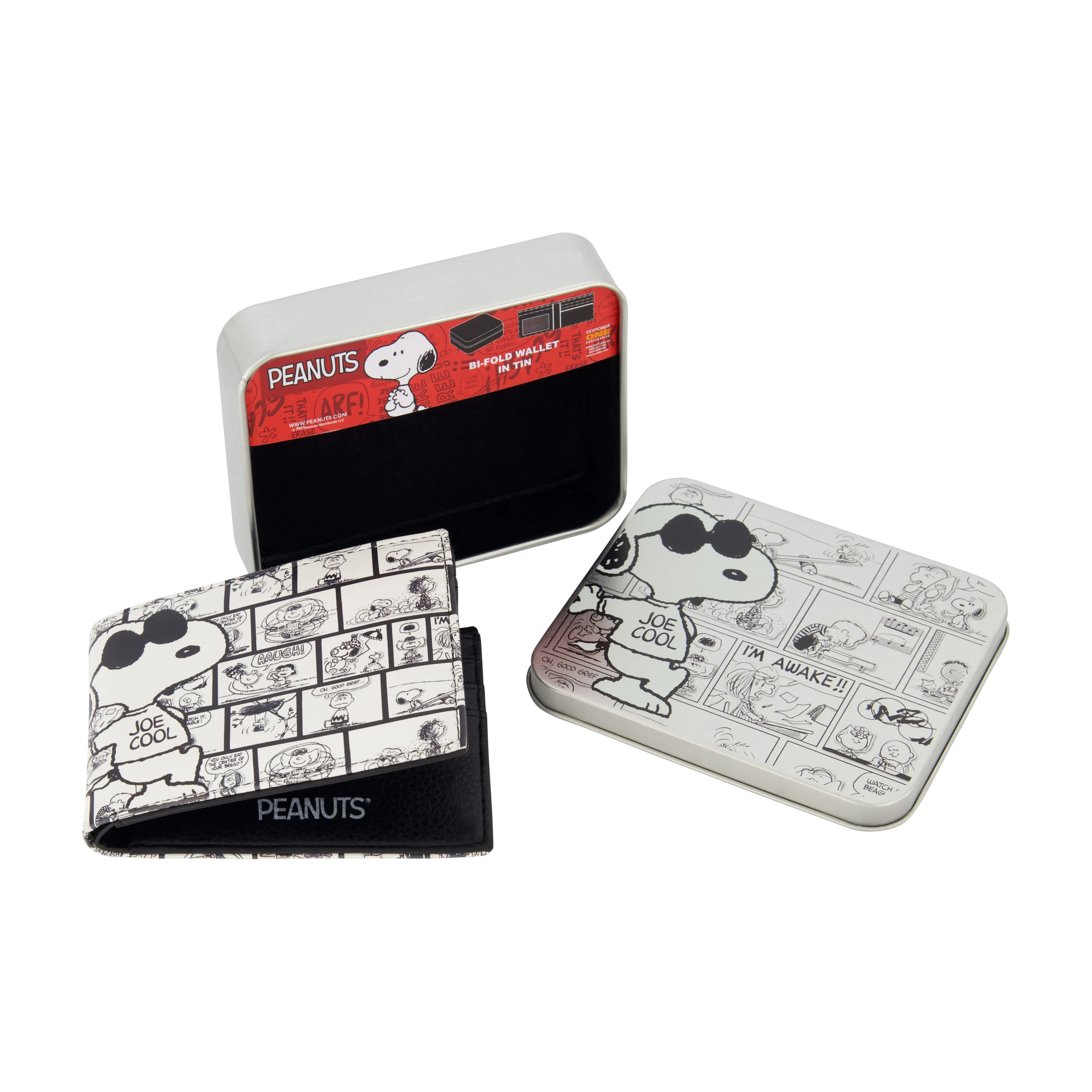 Portefeuille pliant PEANUTS JOE COOL COMIC AOP, portefeuille mince avec boîte décorative pour hommes et femmes, chaussures ecco