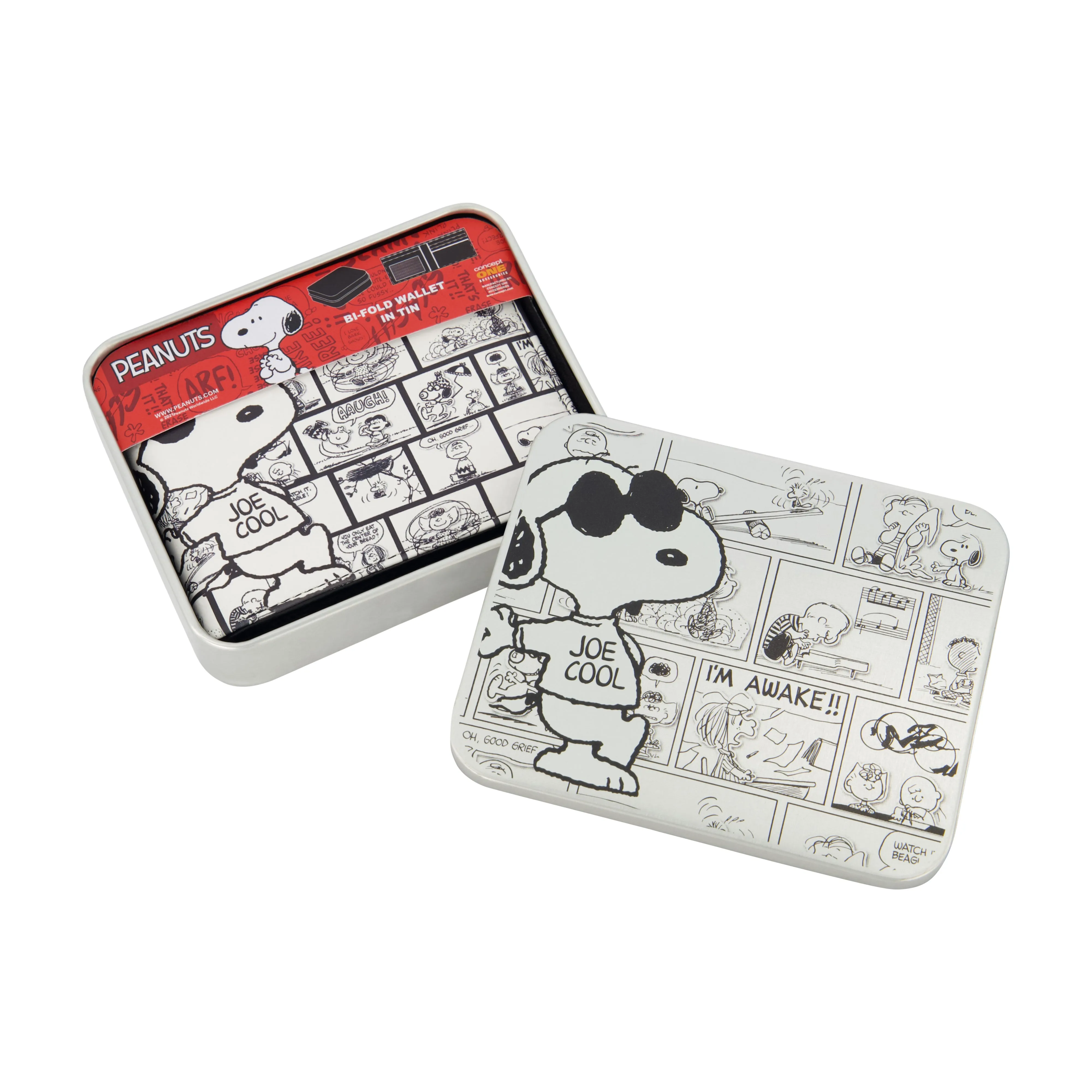 Portefeuille pliant PEANUTS JOE COOL COMIC AOP, portefeuille mince avec boîte décorative pour hommes et femmes, chaussures ecco