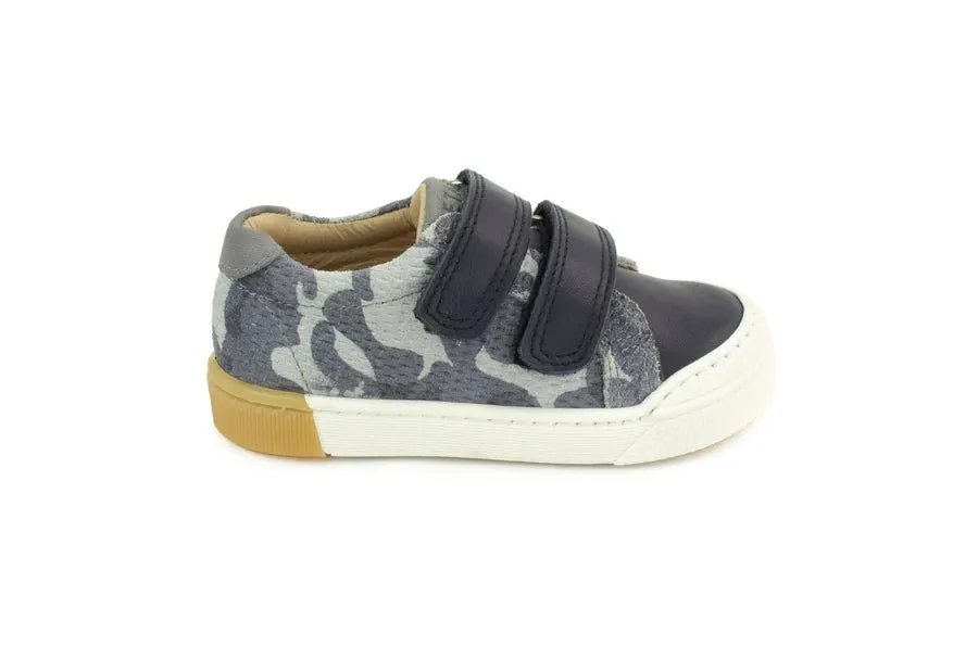 Petasil : Baskets Clayton à Velcro - Bleu Marine Savana / Camouflage