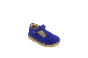 Petasil: Crosspatch Classic T-Bar Girls Shoes - Electric Blue Suede