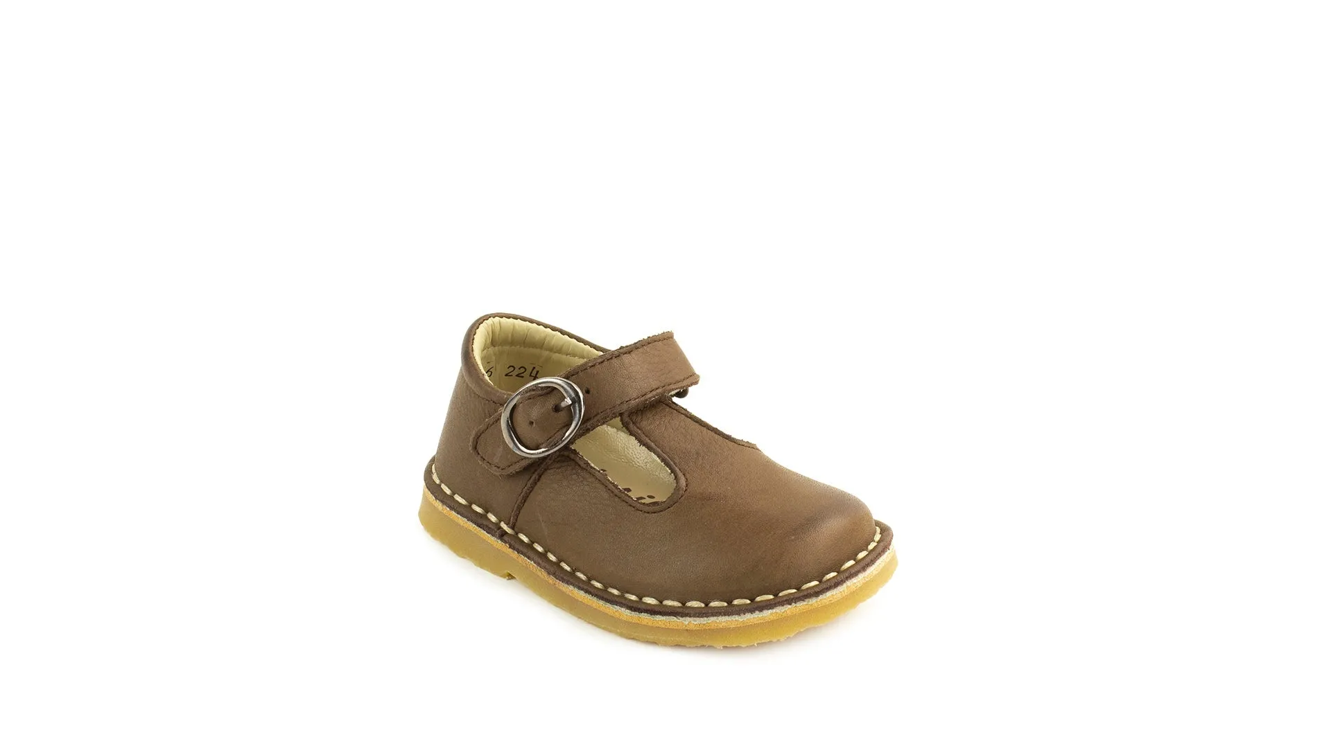Petasil : Chaussures à barre en T récalcitrantes - Cuir chocolat
